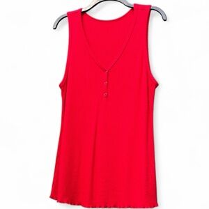 NO LABEL Ladies V-Neck Bright Red Sweater Knit Tank Top Size X-Large NWOT